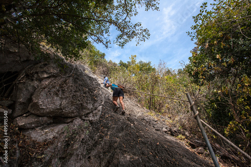 Hiking trail of Khao Lom Muak Mountain, Prachuap Khiri Khan Province of Southern Thailand