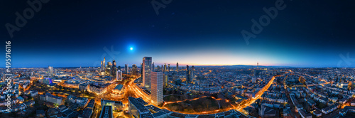 Obraz na płótnie frankfurt am main 360° aerial night skyline w salonie