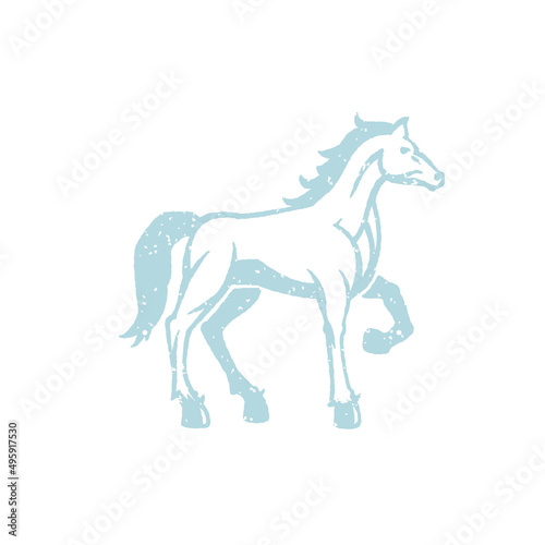 Horse hand drawn logo isolated on white background vector illustration for labels  badges  t-shirt and other design.