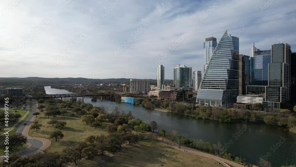 Austin Drone Skyline Down the River Austin Drone Skyline Down the River