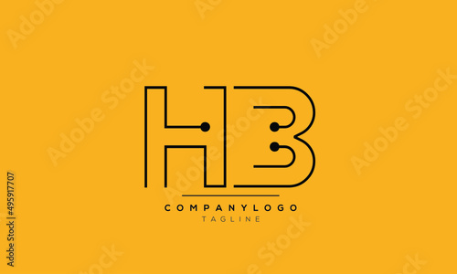Alphabet letters Initials logo HB