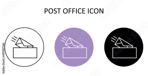 Vector illustration with post office icon. Outline drawing.