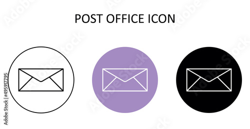 Vector illustration with post office icon. Outline drawing.