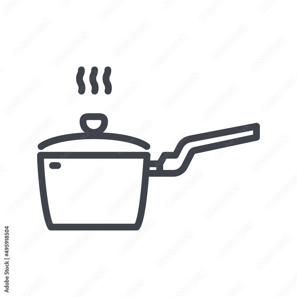 Vector pot line icon isolated on transparent background.