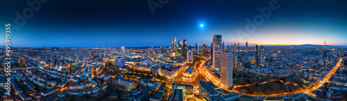 frankfurt am main 360   aerial night skyline
