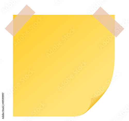 Yellow sticker with tape corner fix. Realistic mockup