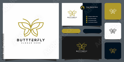butterfly animal logo design vector and business card