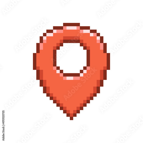 colorful simple vector flat pixel art illustration of red map pin