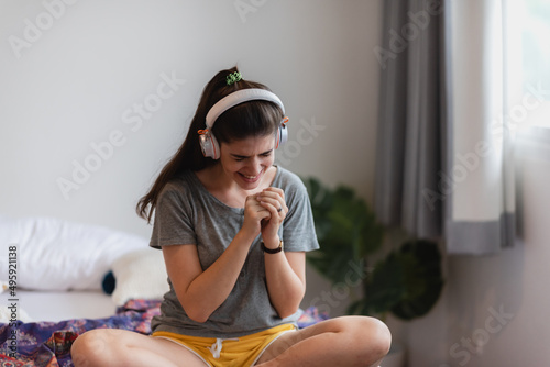 young woman person wearing ...