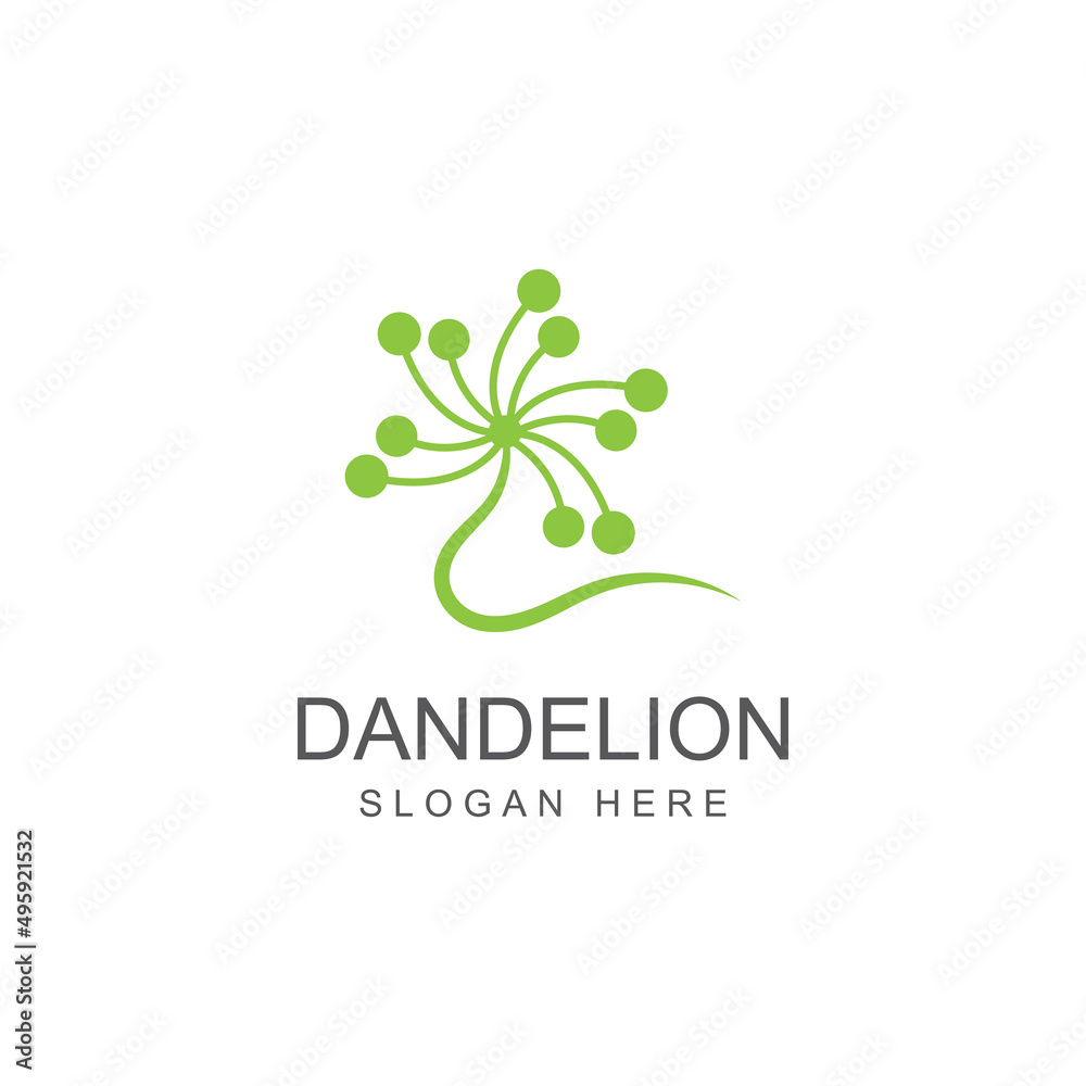 Dandelion flower logo and symbol design vector illustration template