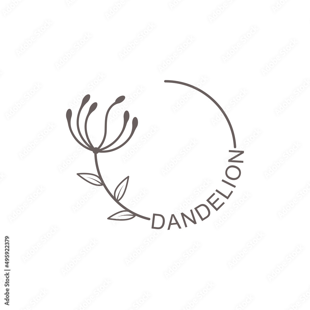 Dandelion flower logo and symbol design vector illustration template