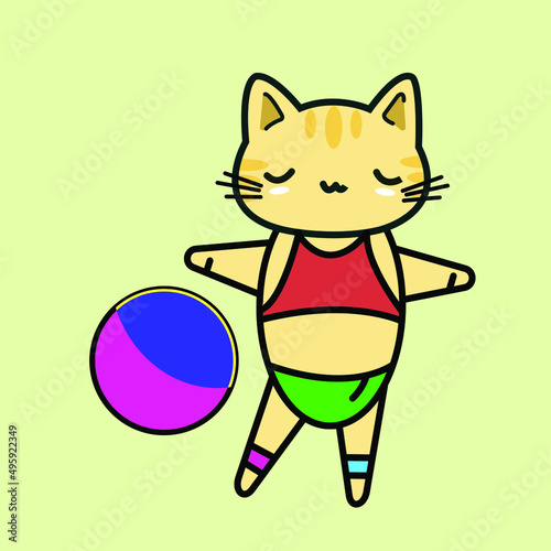Funny animals. A little kitten.
Vector image in cartoon style. Color image.