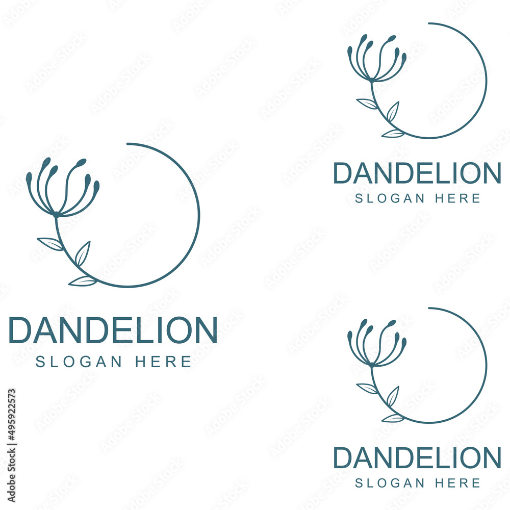 Fototapeta premium Dandelion flower logo and symbol design vector illustration template