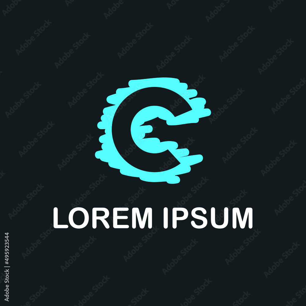 Obraz premium Letter C logo glitch
