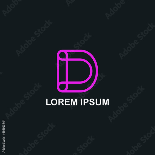 Letter D logo purple lines