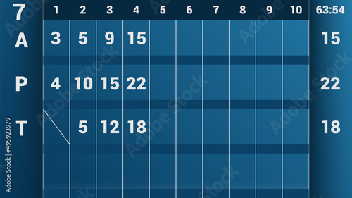 Bowling score sheet template. Bowling table information of players
