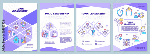 Toxic leadership brochure template. Abusive and hostile ceo. Leaflet design with linear icons. 4 vector layouts for presentation, annual reports. Arial-Black, Myriad Pro-Regular fonts used