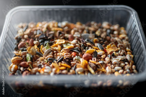 A mixture of seeds for rodent feed. Food for rodents