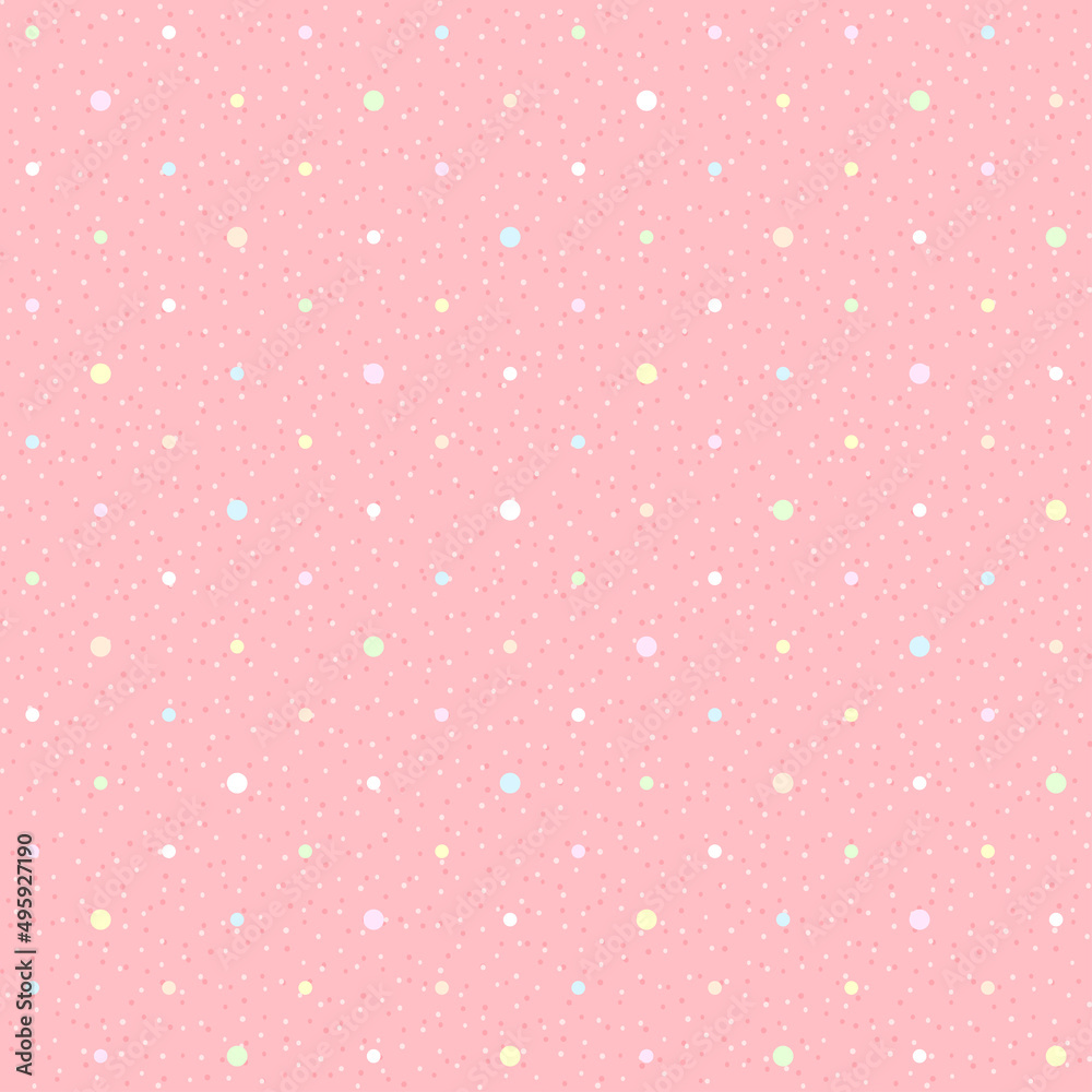 Pink seamless with color dots. Textured polka dots pattern Pink seamless with color dots. Textured polka dots pattern