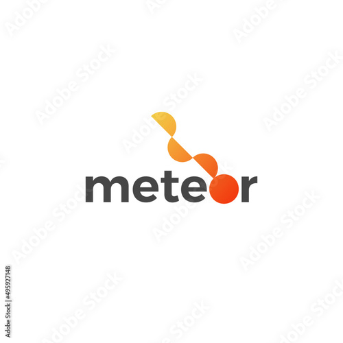 Simple meteor and comet Logo circle round monogram. Abstract comet logo vector design