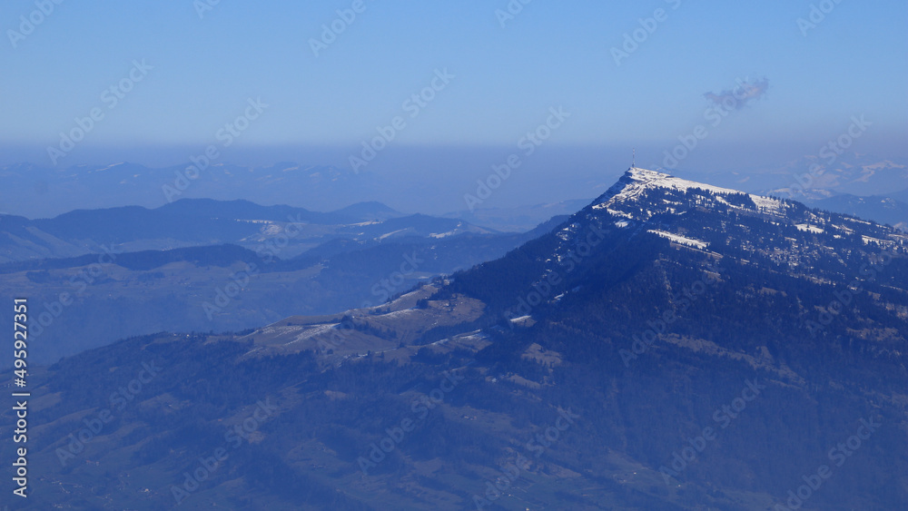 Queen of the mountains, Mount Rigi. View from Mount Pilatus, Switzerland.