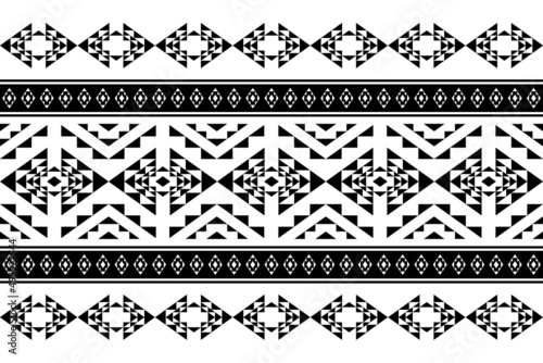 Geometric ethnic oriental seamless pattern traditional Design for background,carpet,wallpaper.clothing,wrapping,Batik fabric,Vector illustration.embroidery style - Sadu, sadou, sadow or sado