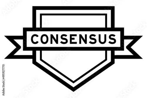 Vintage color pentagon label banner with word consensus on white background