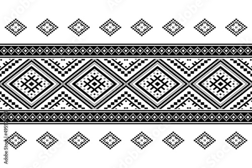 Geometric ethnic oriental seamless pattern traditional Design for background,carpet,wallpaper.clothing,wrapping,Batik fabric,Vector illustration.embroidery style - Sadu, sadou, sadow or sado