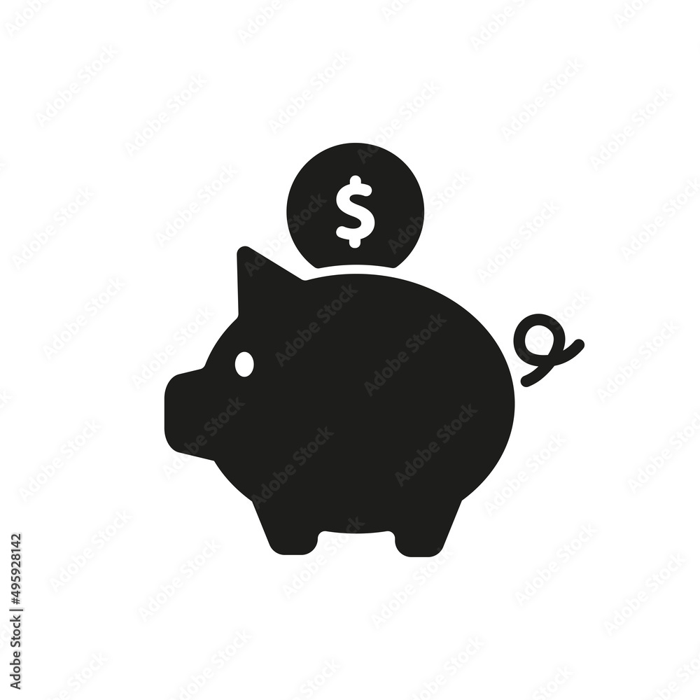 A simple Piggy bank silhouette. Flat vector illustration for graphic UX, UI design, mobile app. A simple Piggy bank silhouette. Flat vector illustration for graphic UX, UI design, mobile app.
