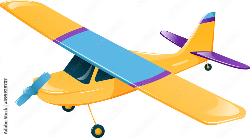 Light aircraft. Airplane with propeller, vector illustration Light aircraft. Airplane with propeller, vector illustration