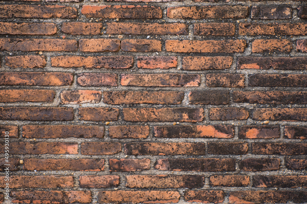Naklejka premium Old red brown brick wall texture background.