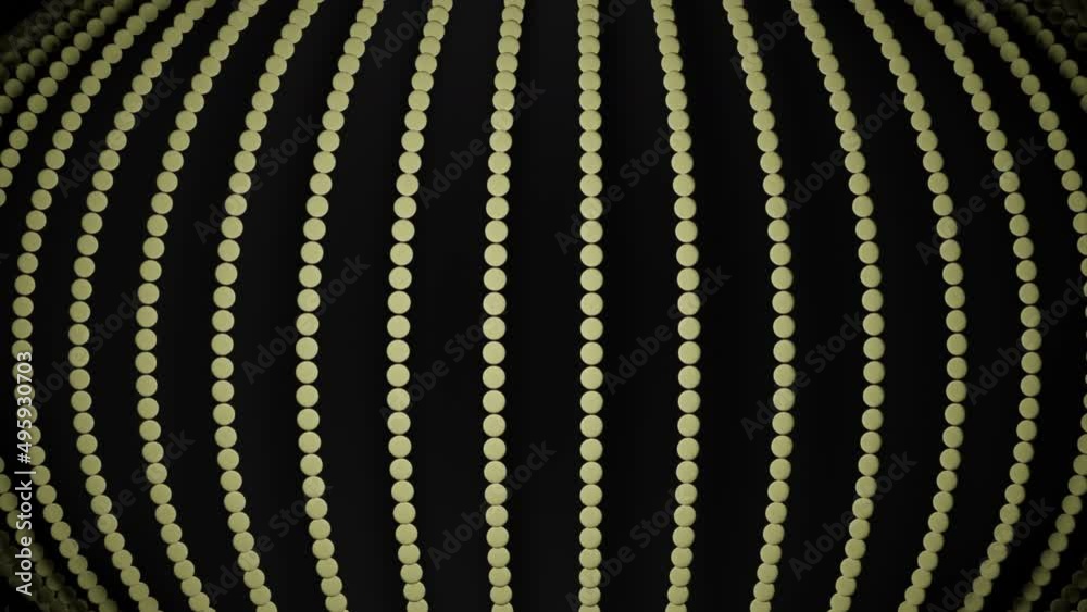 Black background.Design.Bright yellow small circles made in abstraction run along the footage and flash.