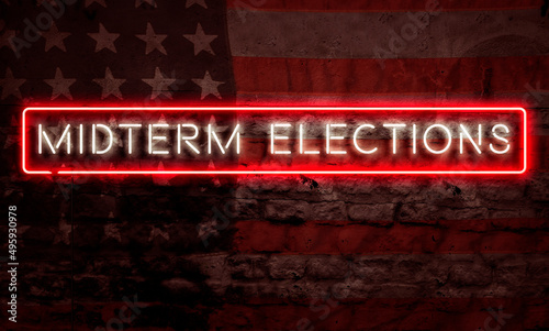 Midterm Elections American Politics Neon Sign Conceptual Graphic