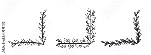 Corner frame drawn in doodle style isolated on a white background A set of frames hand draw Vector illustration
