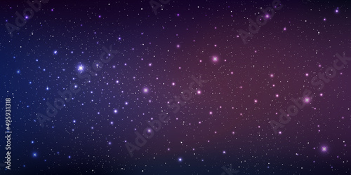Stars and stardust in deep universe. Bright star in the dark space background. Vector illustration.