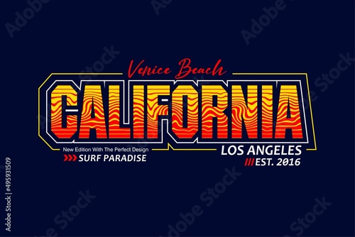 Typography slogan California vector illustration, for manual t-shirt screen printing and other uses, because the colors can be separated easily photo