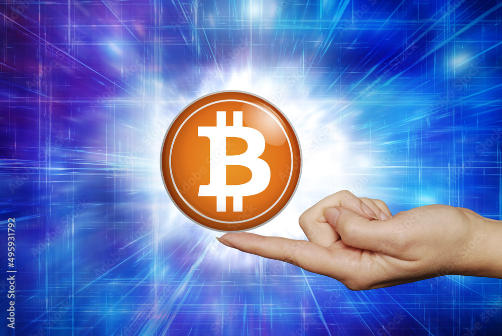 hand holding a bitcoin symbol hand holding a bitcoin symbol
