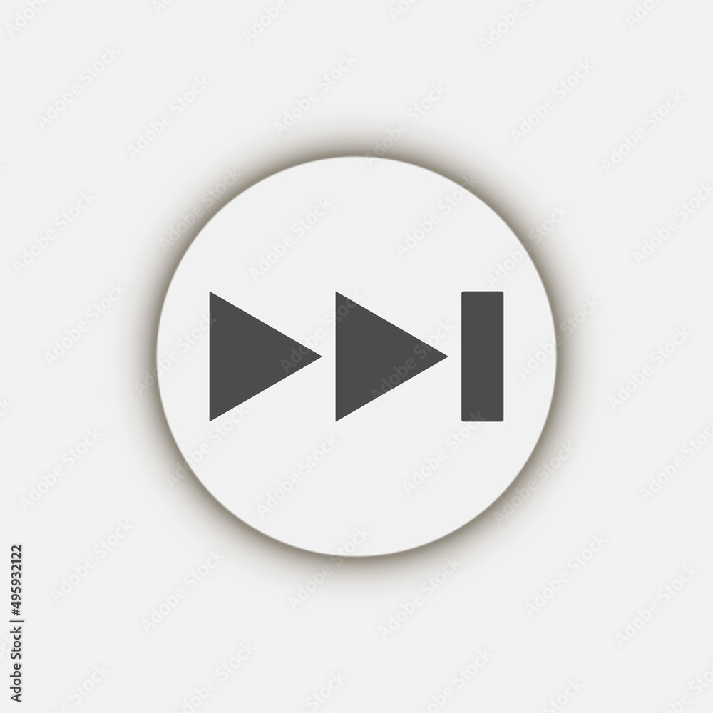 Grey rewind button, flat design style Grey rewind button, flat design style
