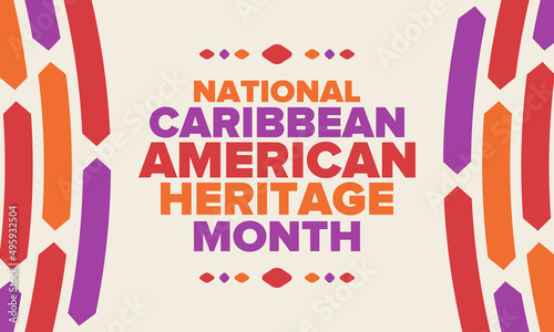 Caribbean American Heritage Month in June. Culture Month to the people of America. Celebrate annual with festival. Happy holiday. Poster, card, banner and background. Vector illustration