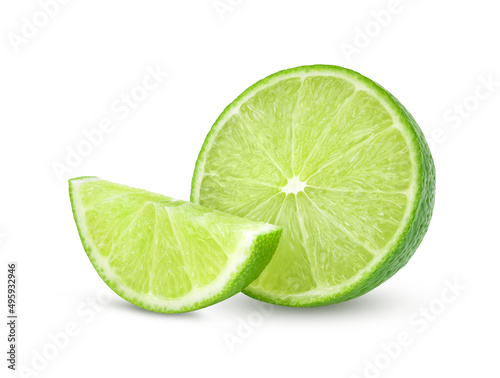 slice lime isolated on white background full depth of field photo