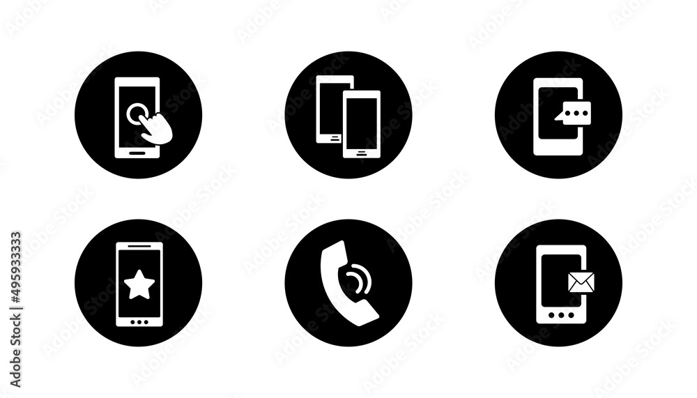 Set of vector with mobile phone icon on simple white background. Set of vector with mobile phone icon on simple white background.
