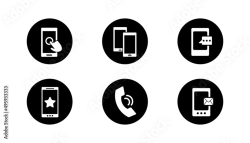 Set of vector with mobile phone icon on simple white background.