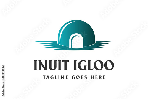 Simple Minimalist Ice Inuit Igloo House Logo Design Vector