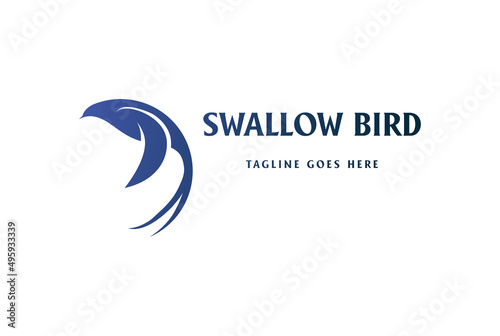 Simple Minimalist Flying Swallow Bird Silhouette Logo Design Vector