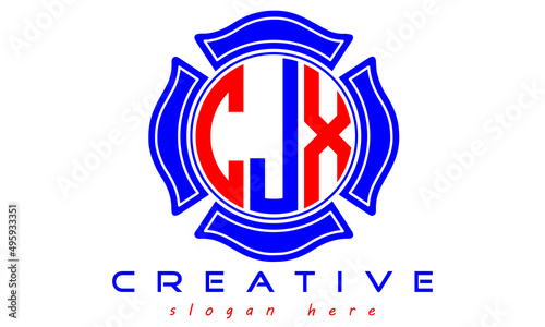 CJX three letters circle monogram initial geometric curves logo design