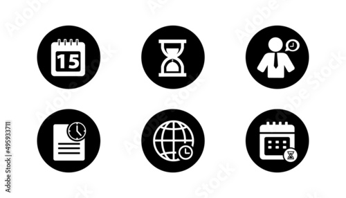 Set of vector with time icon on simple white background.