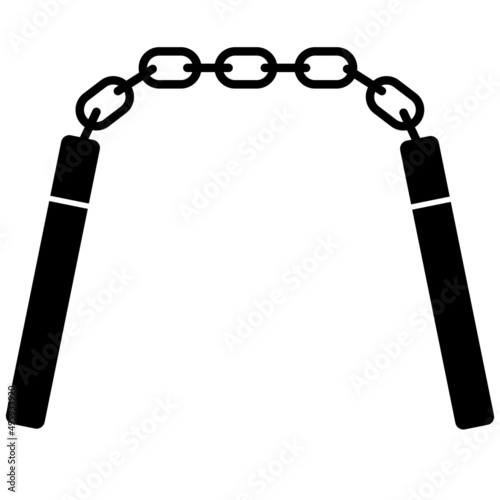 nunchucks sign. nunchaku weapon icon. symbolism tools to fight club. flat style.