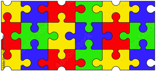 Cartoon autism ribbon. Vector world awareness day. Jigsaw line pattern. puzzle pieces icon or pictogram. Autism spectrum disorder (ASD) is a neurological and developmental disorder with social skills.