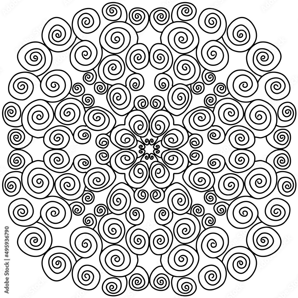Mandala Coloring Book. Anti-stress coloring. Hand drawn vector illustration. Decorative round ornament for coloring book, greeting card. Isolated pattern on white background.
