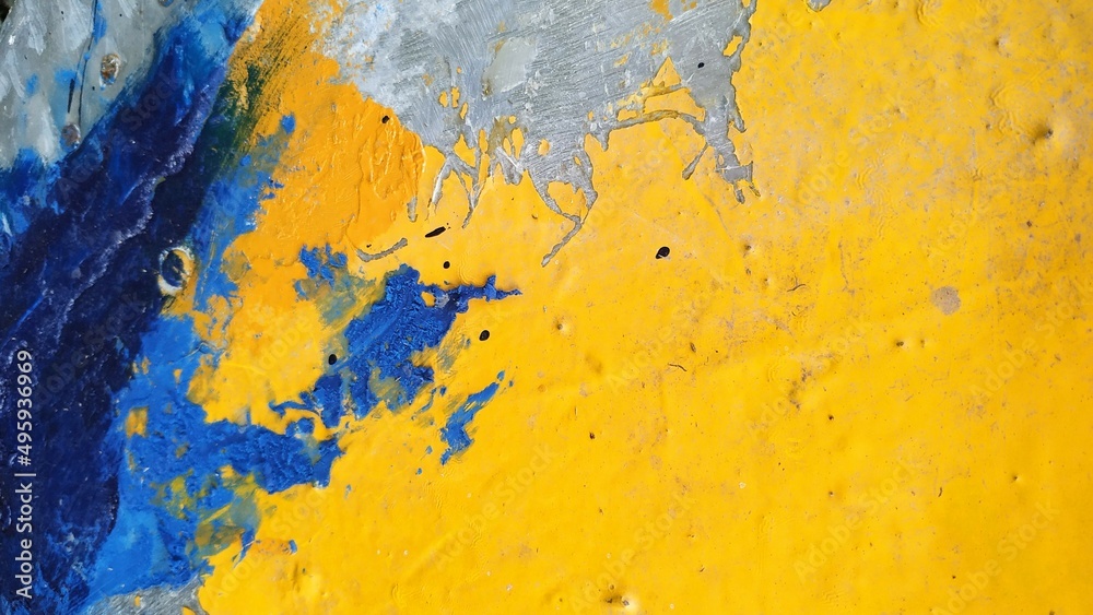 Fondo abstracto de pintura color azul y amarillo. Colores de la bandera de Ucrania